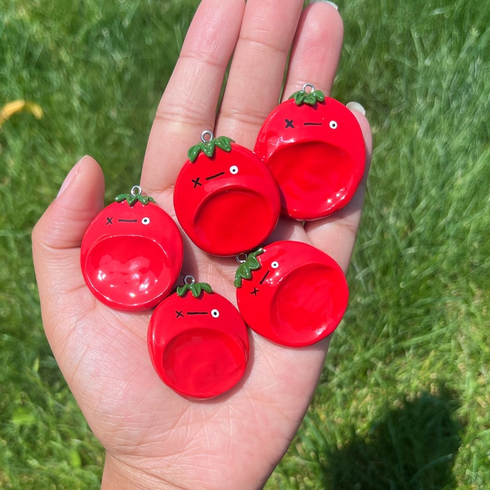 Handmade Worry Stone Tomato Clay Charms
